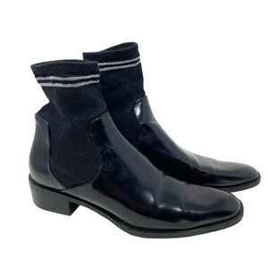 Zara Black Patent Leather Sock Boots Size 39‎ / US 8